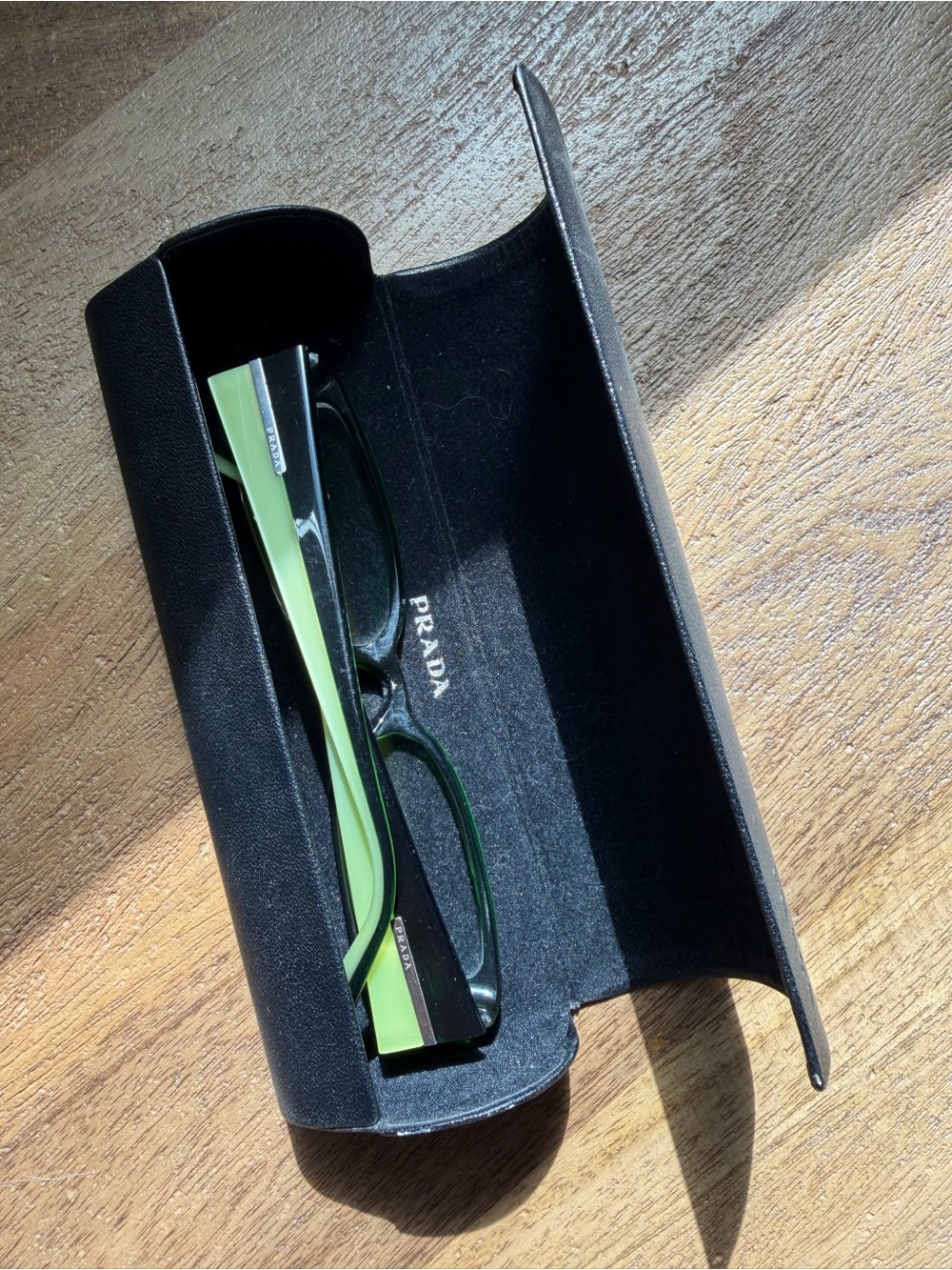 Prada Dark Green and Lime Green Rectangular Eyeglasses